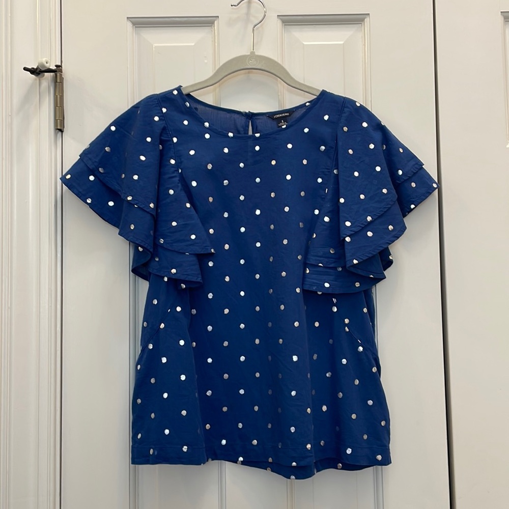 J. Crew Blouse w/Silver Metallic Dots